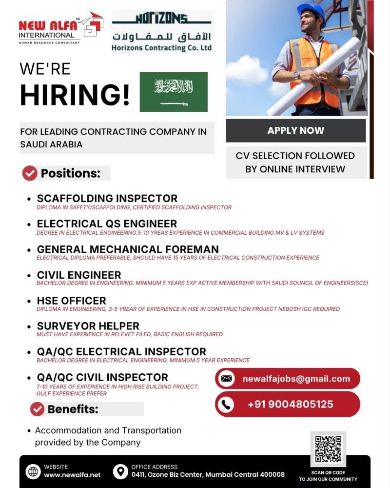Saudi Arabia : Hiring For Horizons Contracting Co. Ltd 