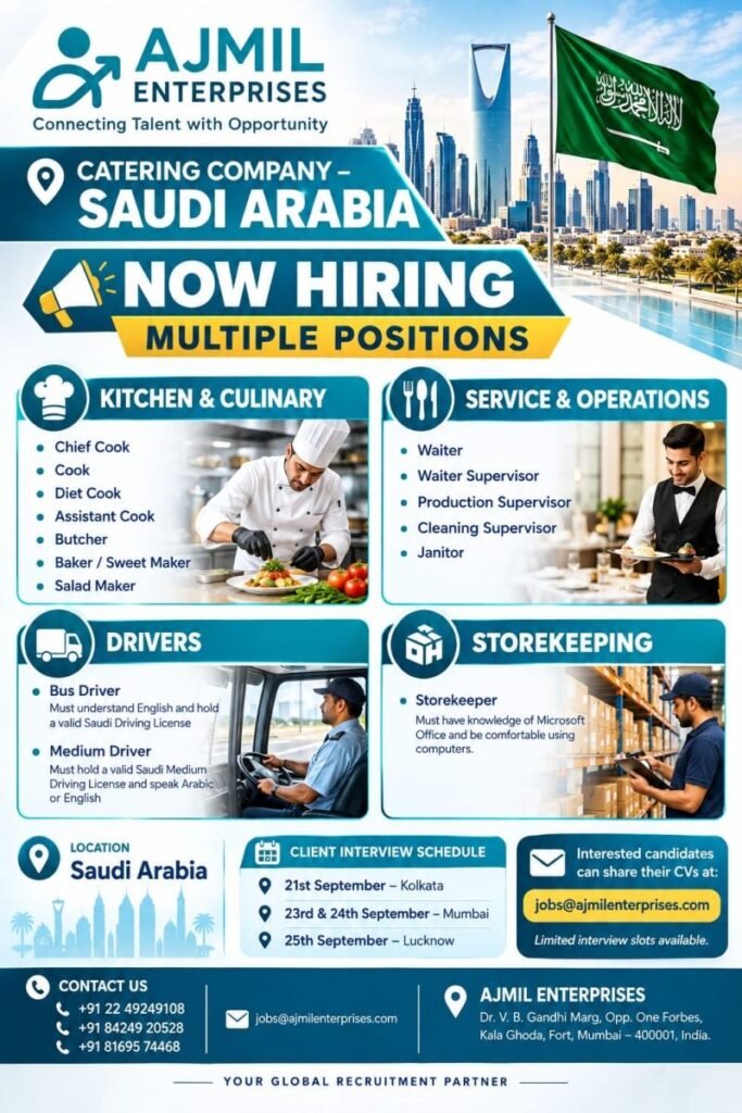 Saudi Arabia Jobs 2026 – Recruitment for Catering Company