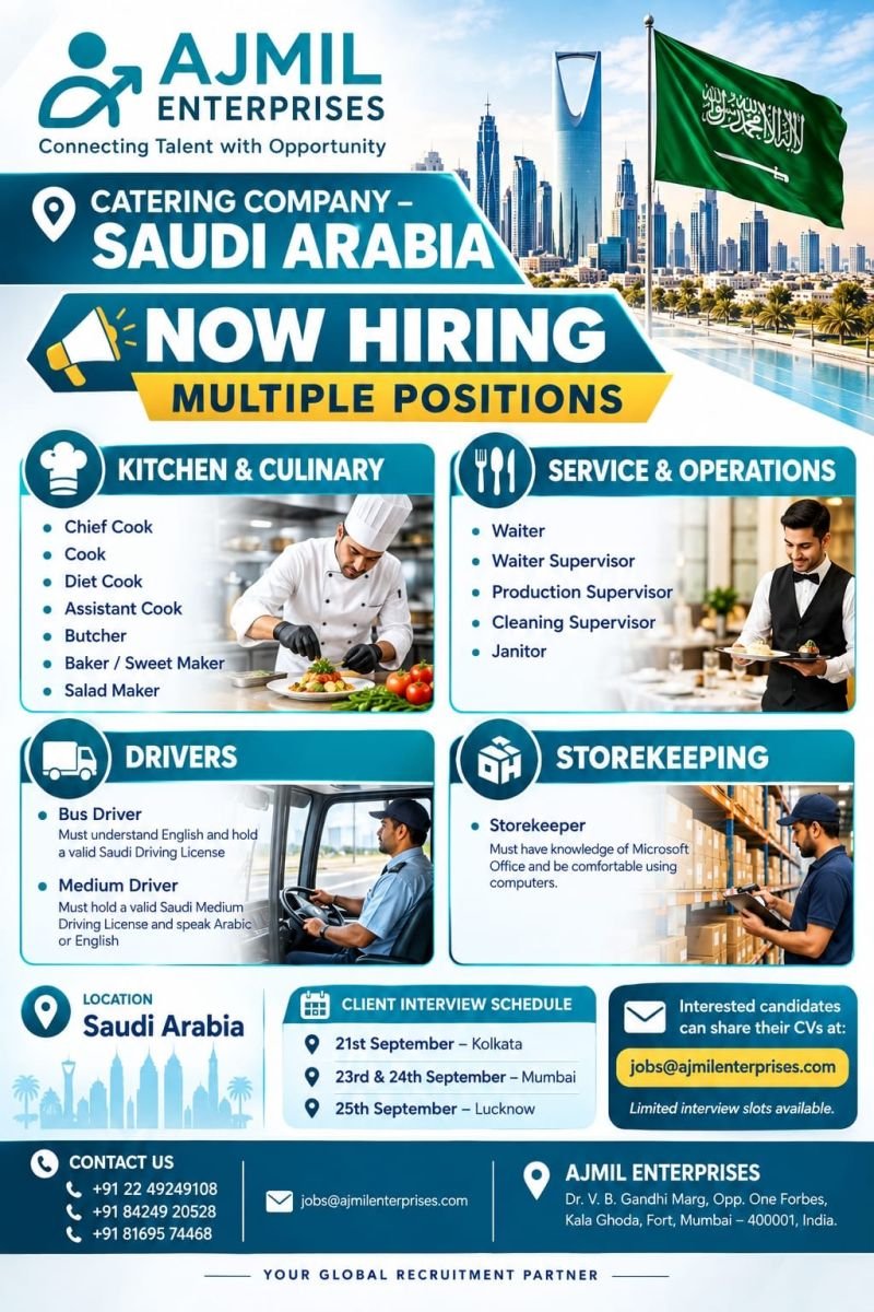 Saudi Arabia Jobs 2026 – Recruitment for Catering Company
