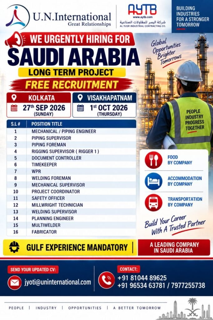 hiring professionals for a leading company in Saudi Arabia