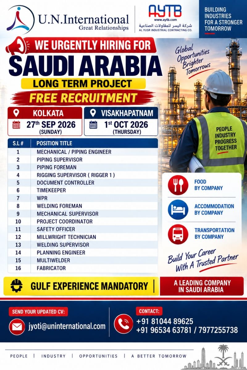 hiring professionals for a leading company in Saudi Arabia