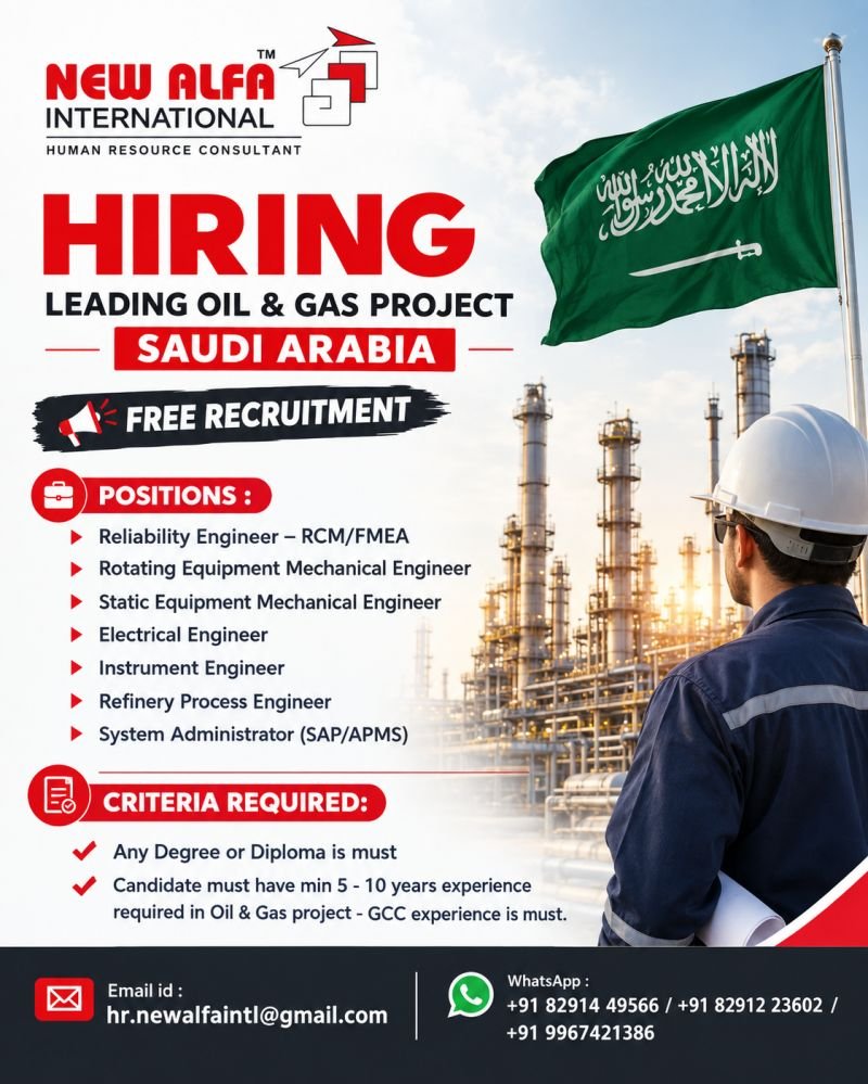 Saudi Arabia Jobs 2026 – Leading Oil & Gas Project | Engineers & System Administrator Vacancies Saudi Arabia Jobs 2026 – Leading Oil & Gas Project | Engineers & System Administrator Vacancies