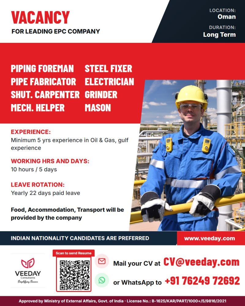 Oman : Hiring for a leading EPC company Oman : Hiring for a leading EPC company