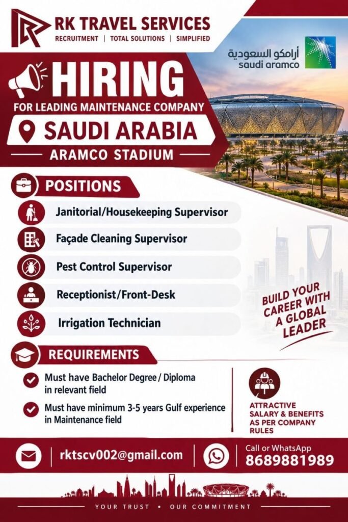 hiring for a leading Maintenance Company in Saudi Arabia 