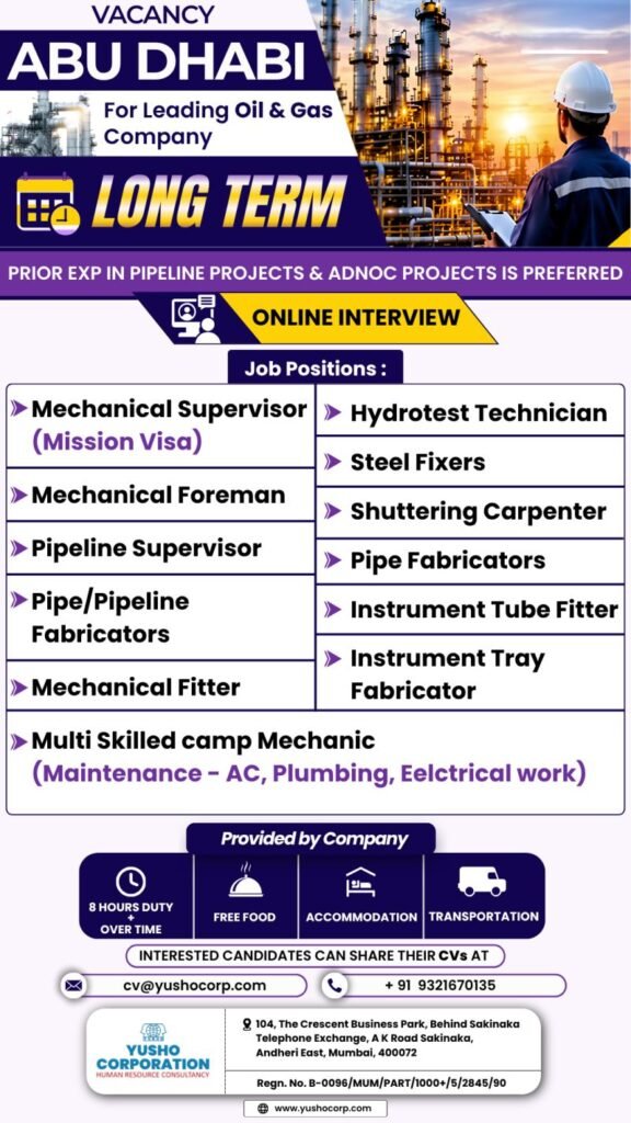 UAE : Hiring For A leading Oil & Gas company in Abu Dhabi UAE : Hiring For A leading Oil & Gas company in Abu Dhabi