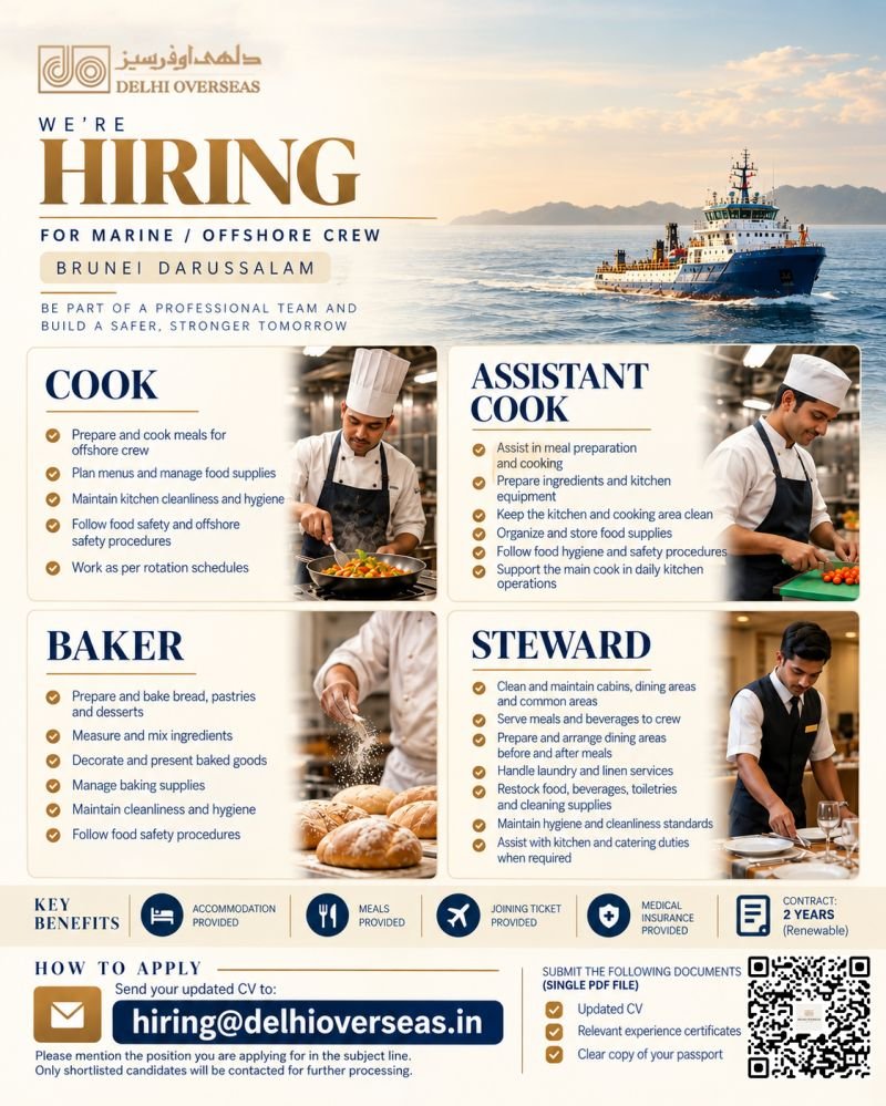 Hiring for Brunei Darussalam – Marine / Offshore Crew