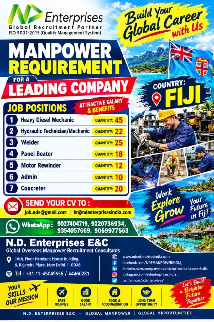 Hiring For Leading Company in FIJI Hiring For Leading Company in FIJI