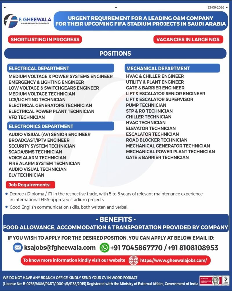 Saudi Arabia FIFA Stadium Project Jobs 2026 – Apply Now