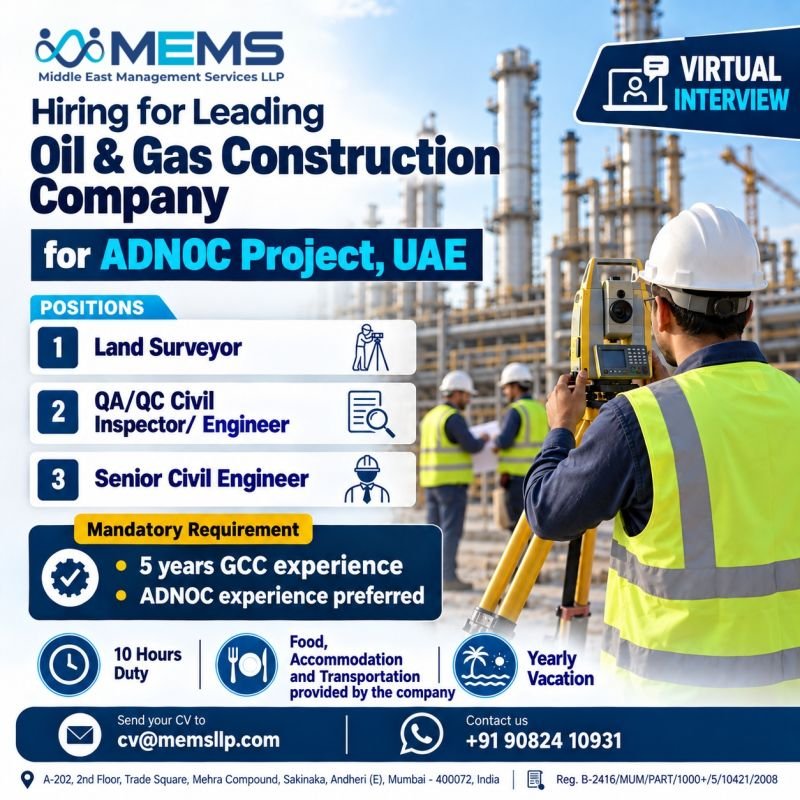Hiring for Leading Oil & Gas Construction Company | UAE