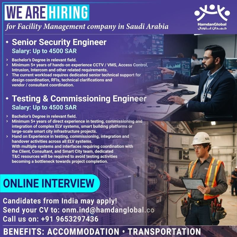 hiring for Facility Management Company in Saudi Arabia