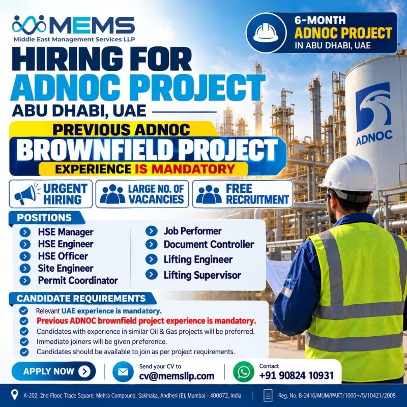 Urgent Hiring for 6-Month Project | Abu Dhabi, UAE