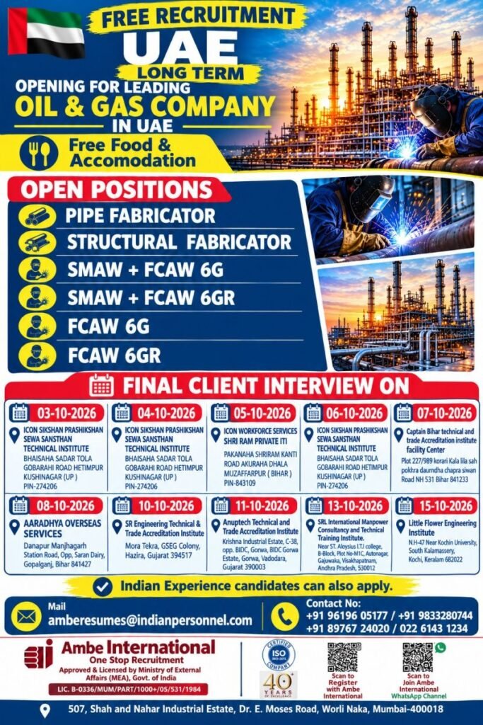 Job Opening for a Leading Oil & Gas Company in UAE