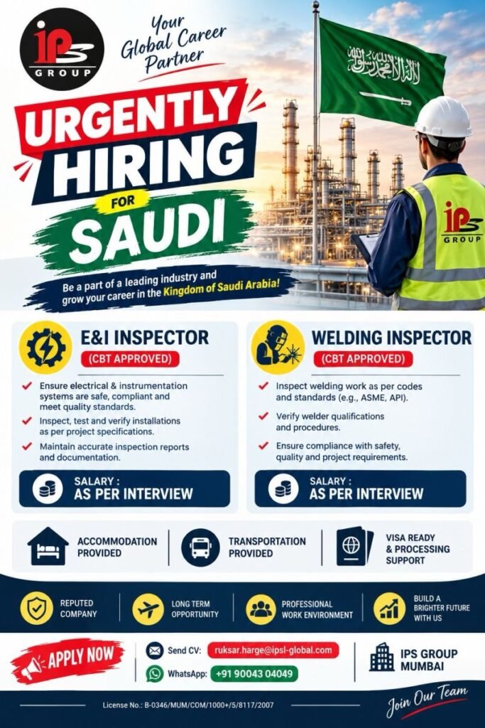 Saudi Arabia : Hiring For Reputed Oil & Gas / Industrial Company Saudi Arabia : Hiring For Reputed Oil & Gas / Industrial Company