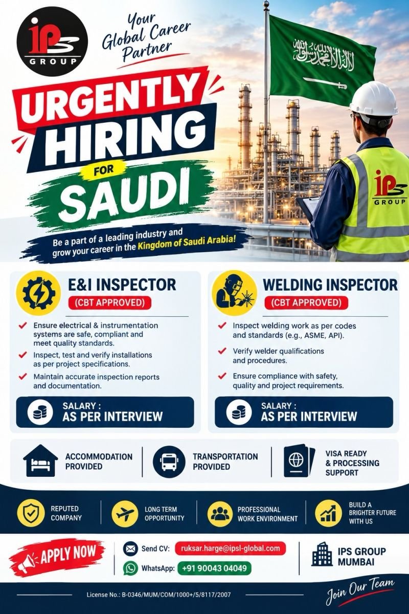 Saudi Arabia : Hiring For Reputed Oil & Gas / Industrial Company