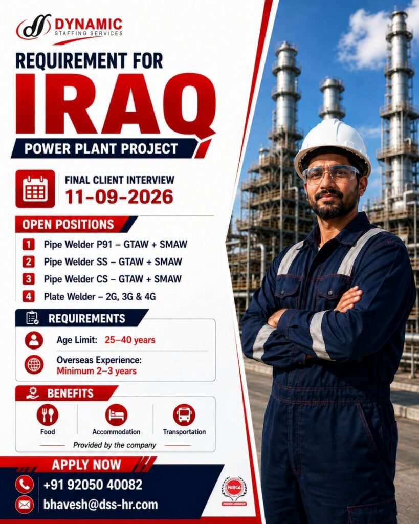 Urgent Hiring For Iraq - Power Plant Project