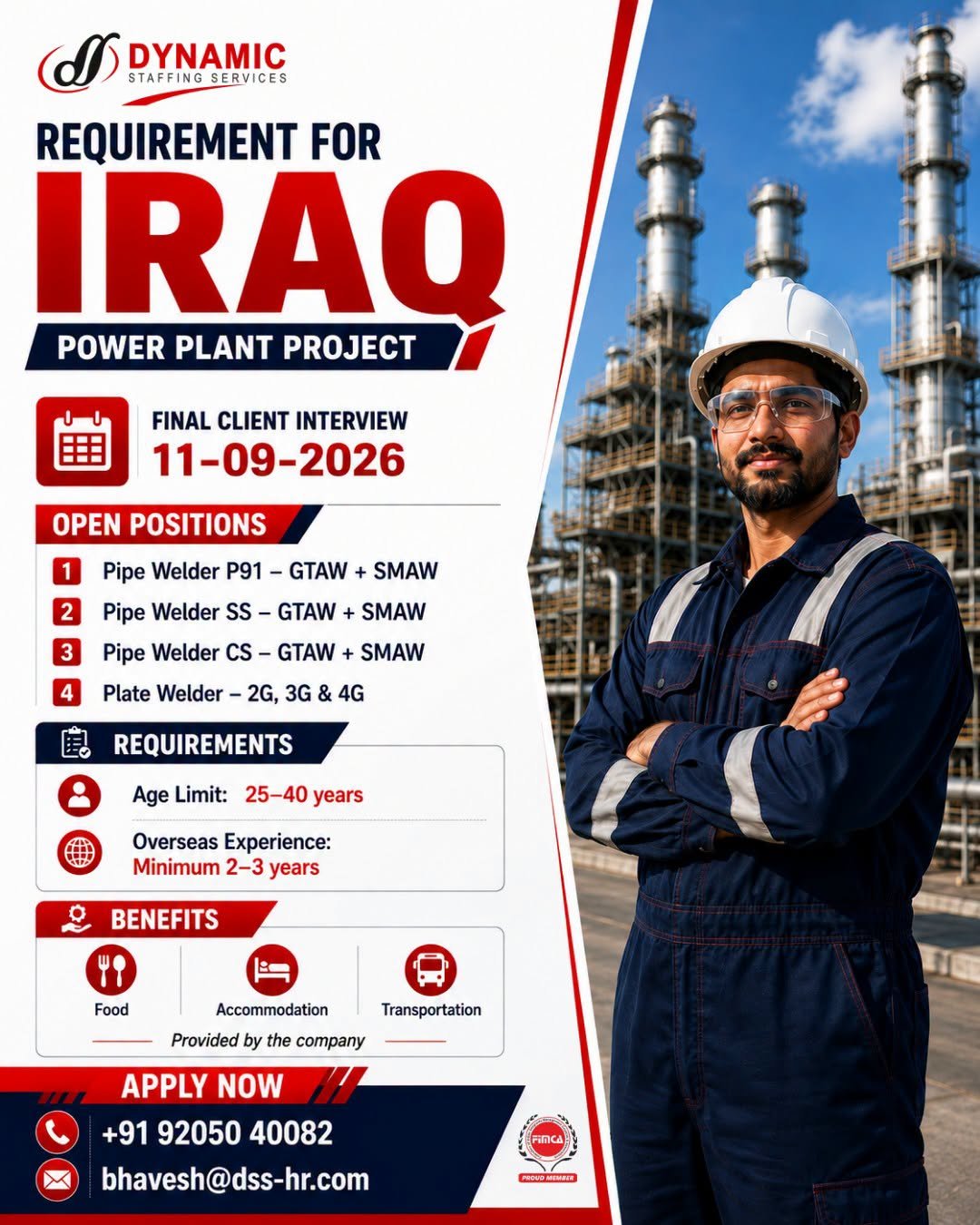 Urgent Hiring For Iraq - Power Plant Project