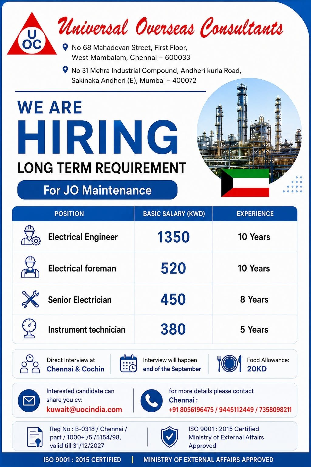 Hiring For JO Maintenance in Kuwait - Apply Now