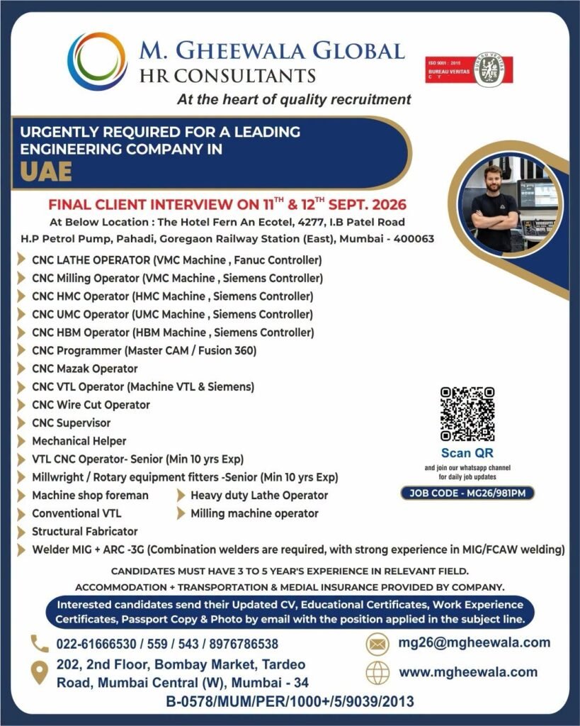 UAE Jobs 2026 – Urgent Hiring for a leading engineering company