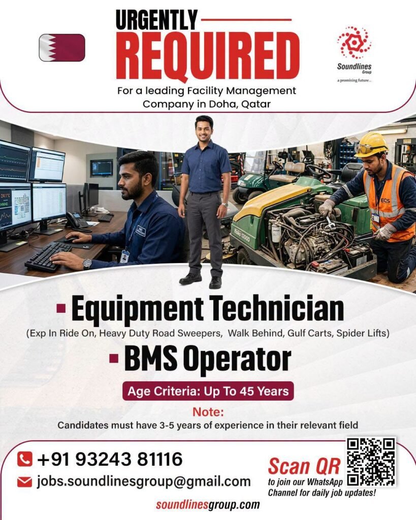 Hiring For a leading Facility Management Company in Doha, Qatar