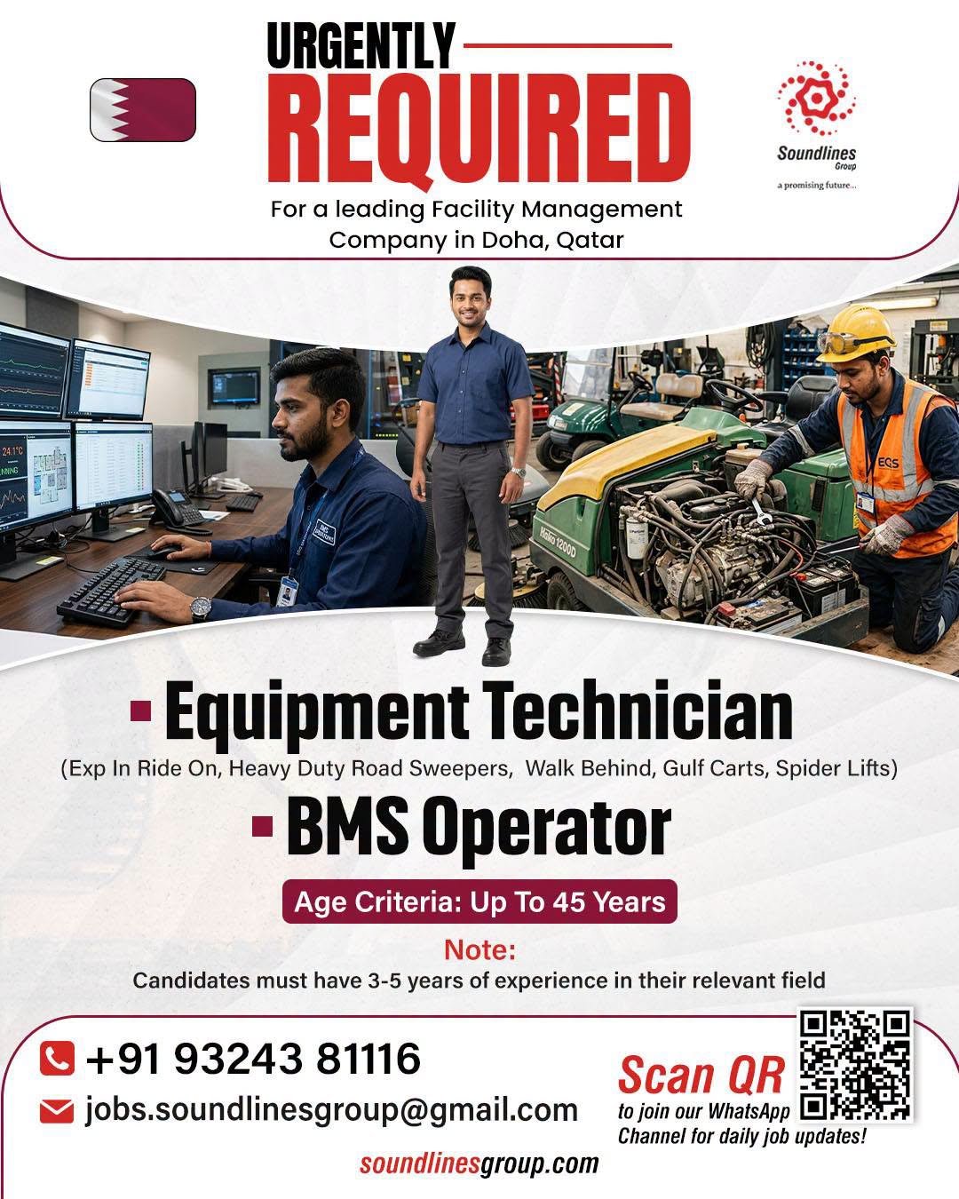 Hiring For a leading Facility Management Company in Doha, Qatar