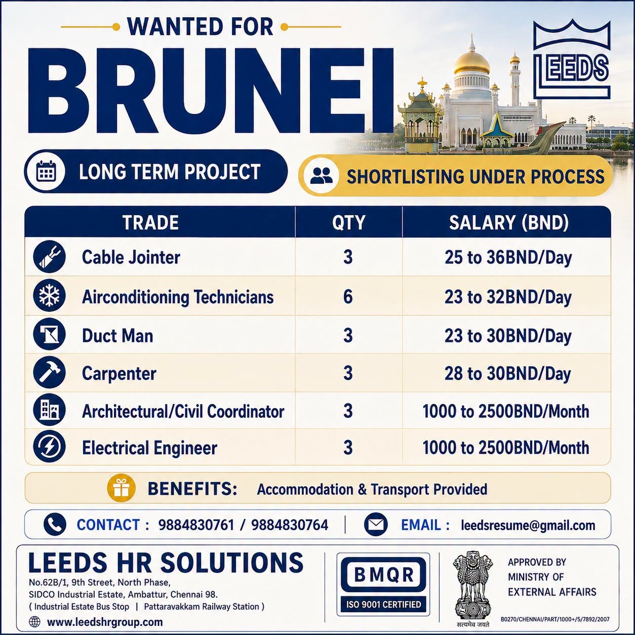 Brunei Jobs 2026: hiring skilled tradespeople and engineering professionals