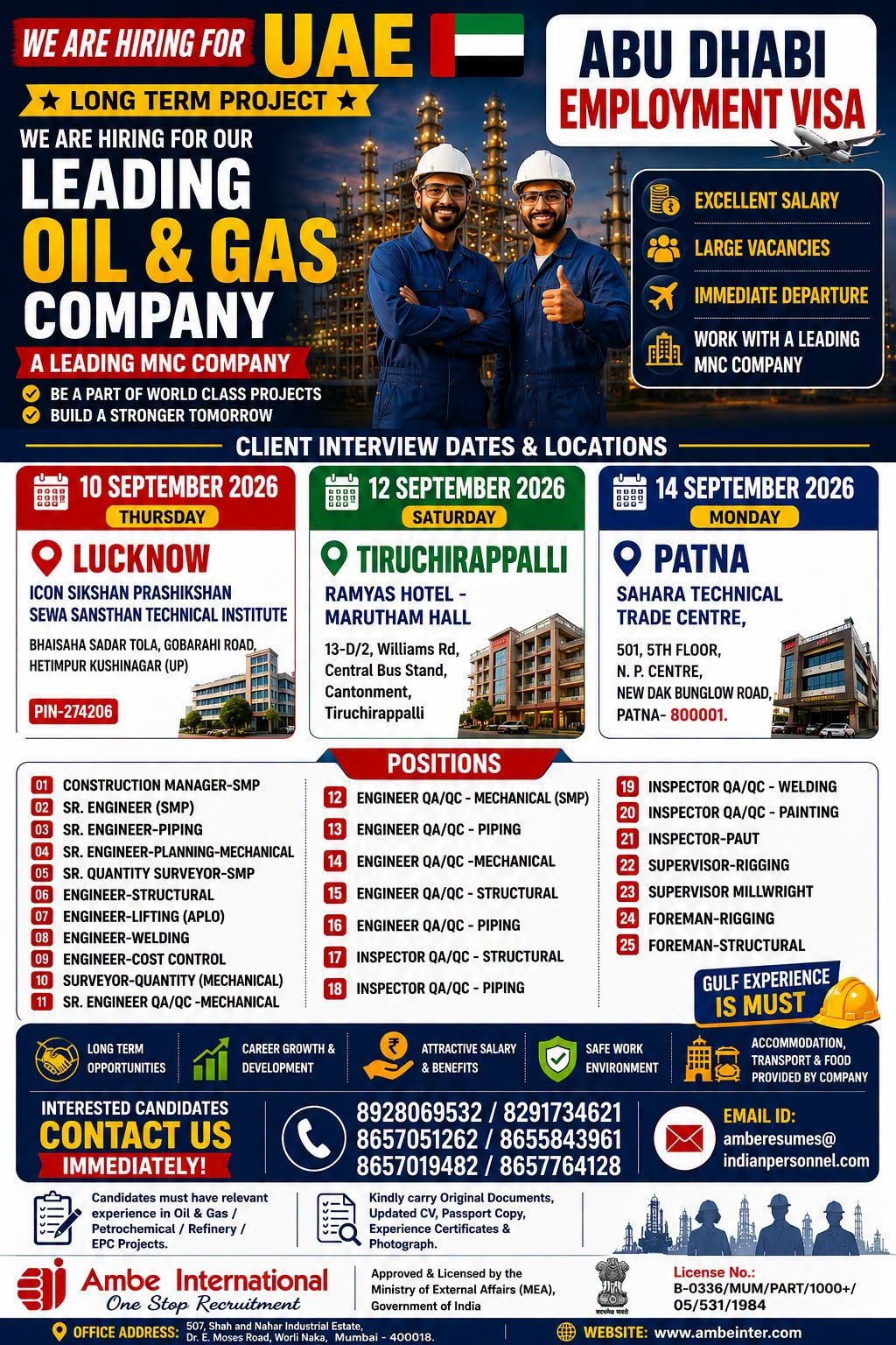 UAE Oil & Gas Jobs 2026 – Urgent Hiring for Leading MNC Company | Abu Dhabi Jobs