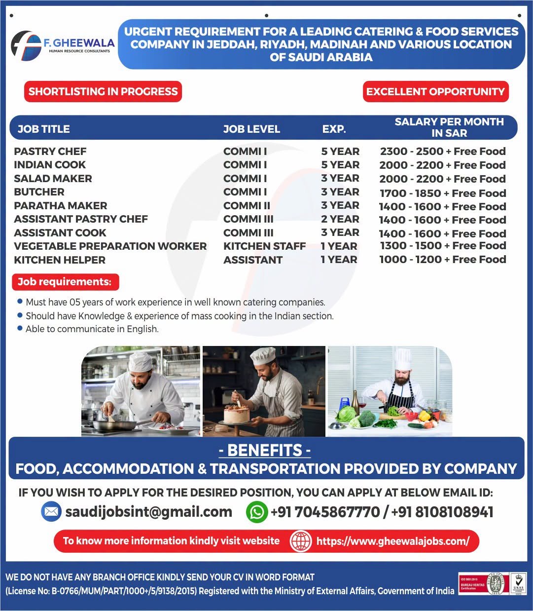 Saudi Arabia Jobs 2026: Catering & Food Service Vacancies 