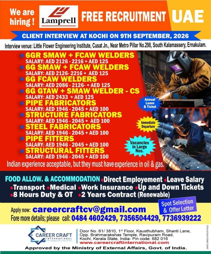 UAE Jobs 2026: Free Recruitment for LAMPRELL Company
