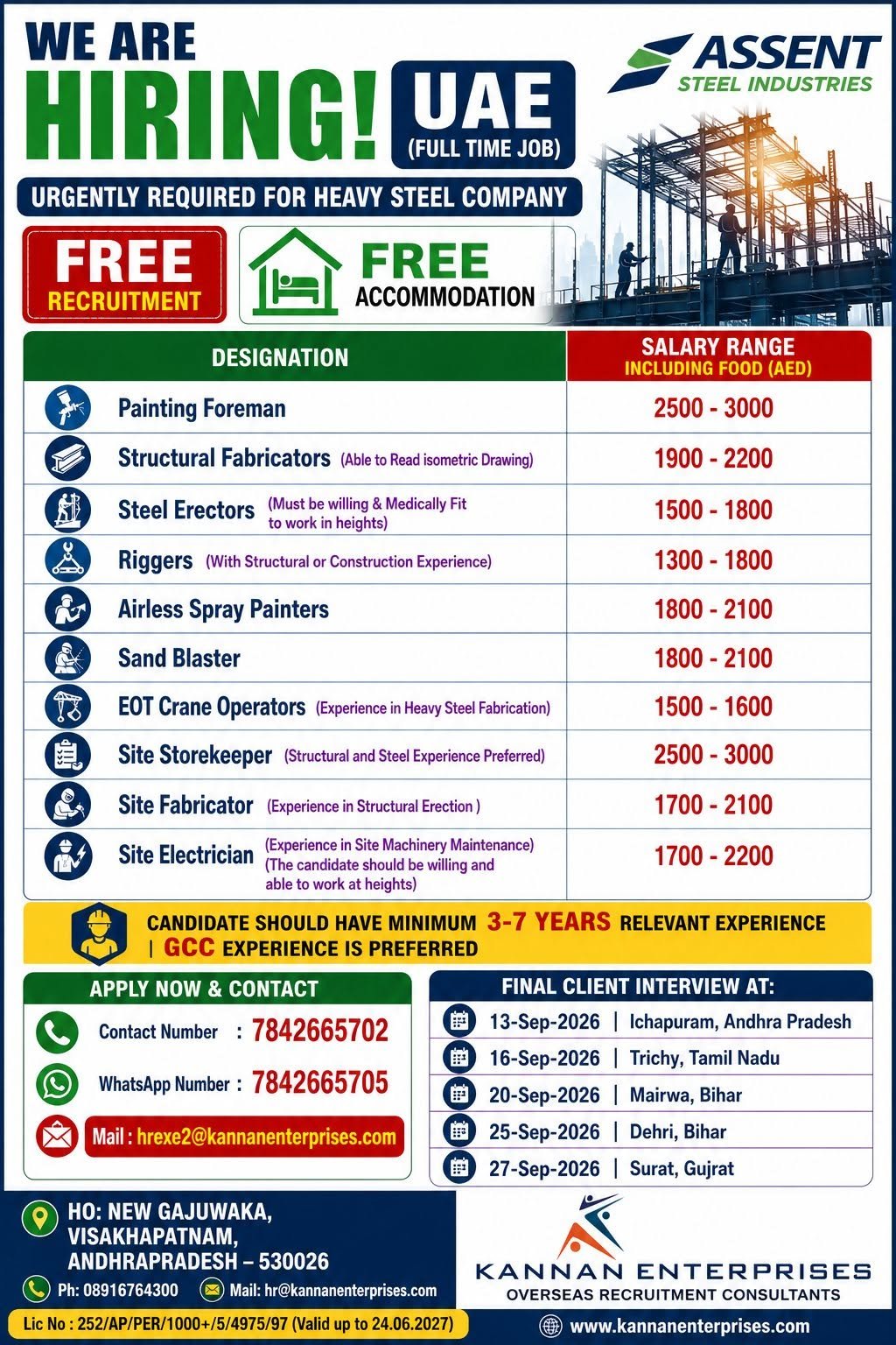 Assent Steel Industries UAE Jobs 2026: Urgent Hiring