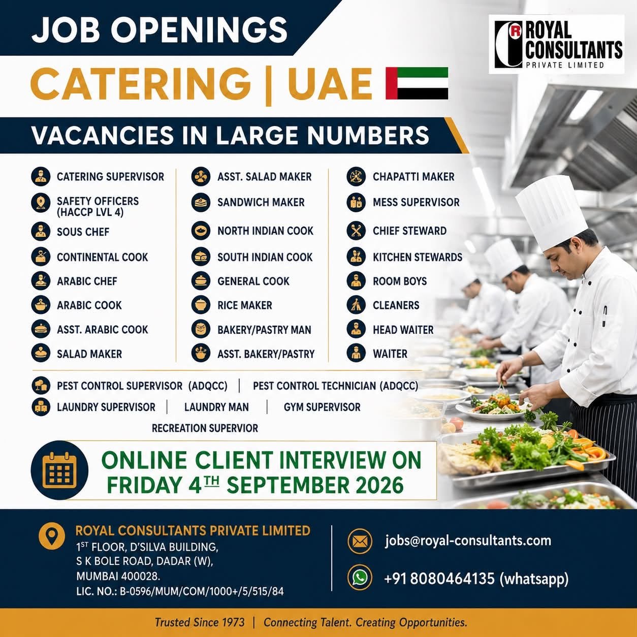 UAE : Hiring Urgent For Catering Project