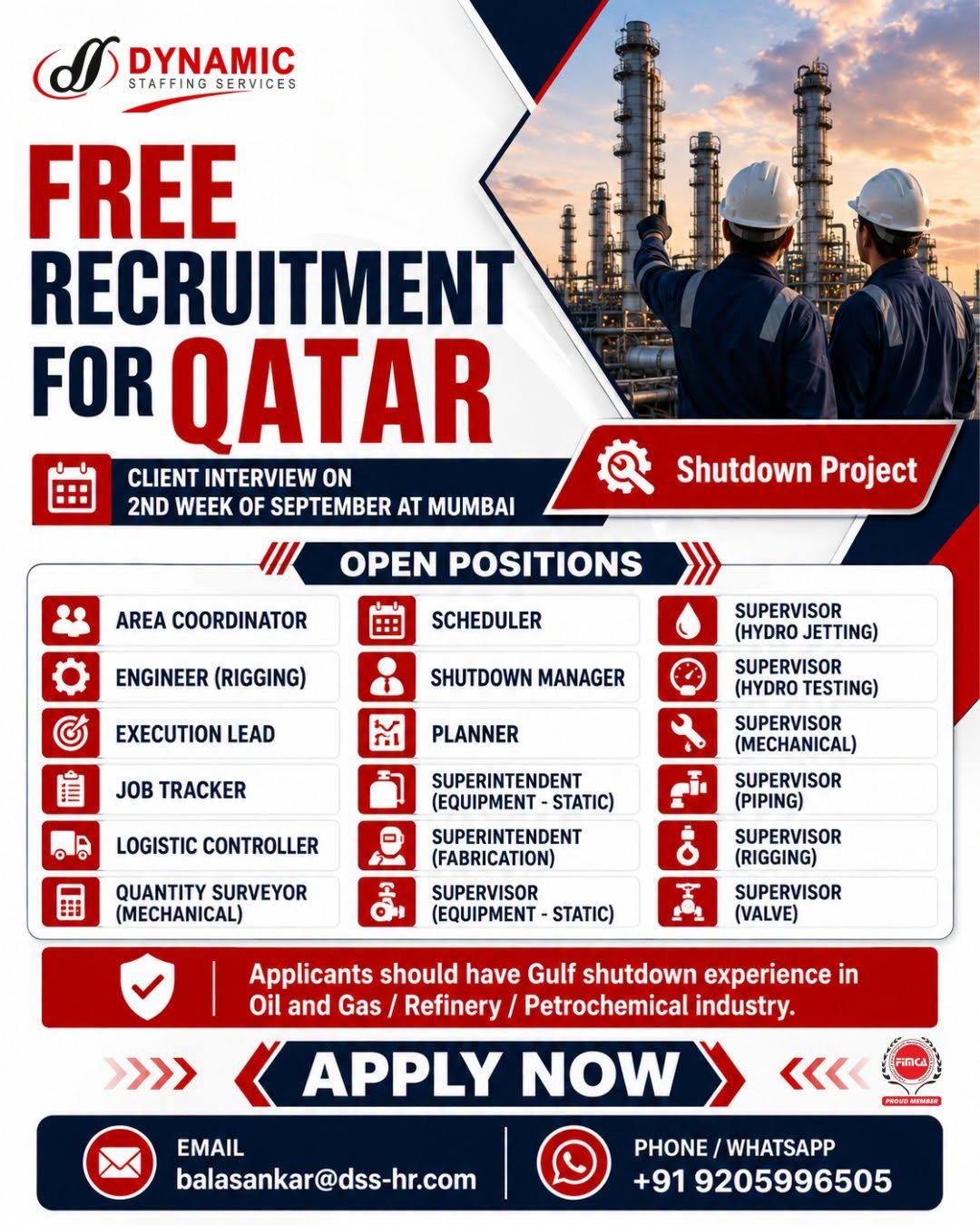 Qatar Oil & Gas Shutdown Jobs 2026: Multiple Vacancies for Experienced Professionals