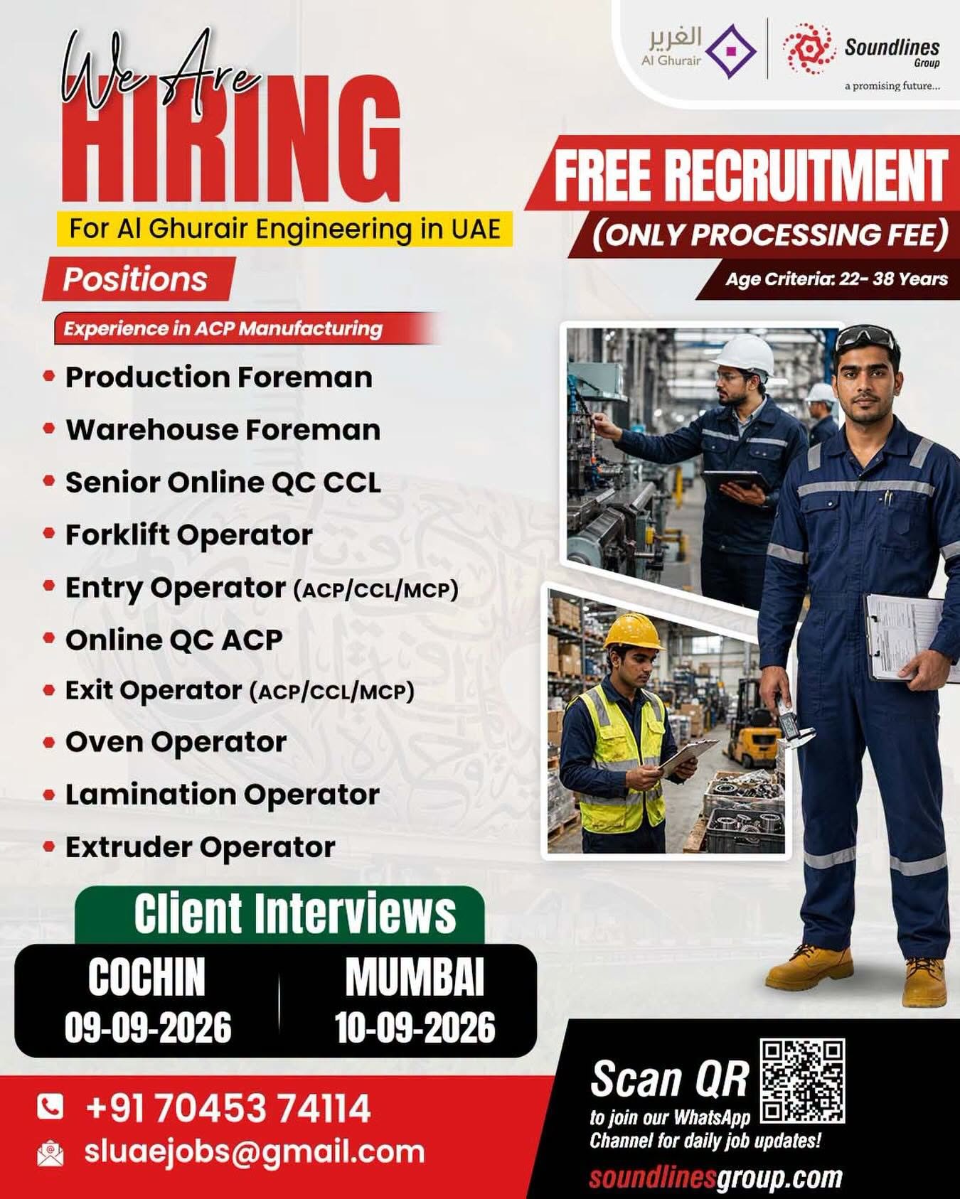 Hiring Urgent For Al Ghurair Engineering in UAE