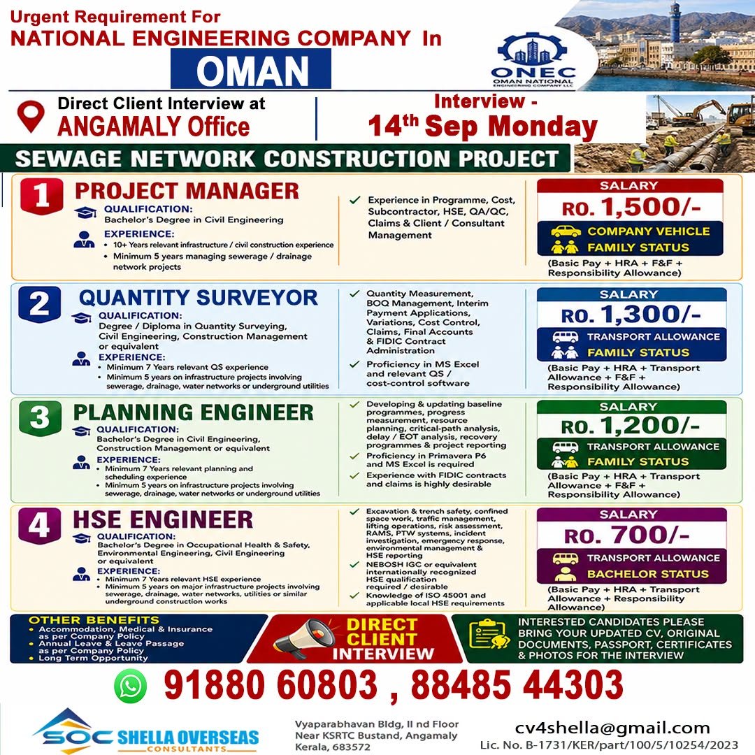 Oman Jobs 2026: Urgent Hiring for ONEC