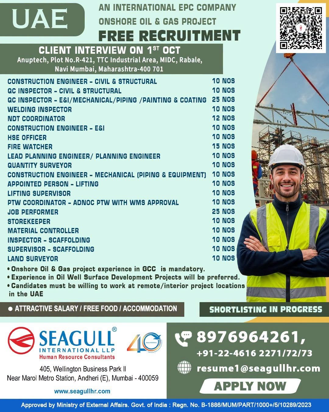 UAE Jobs 2026 – Onshore Oil & Gas Project Recruitment | 227 Vacancies