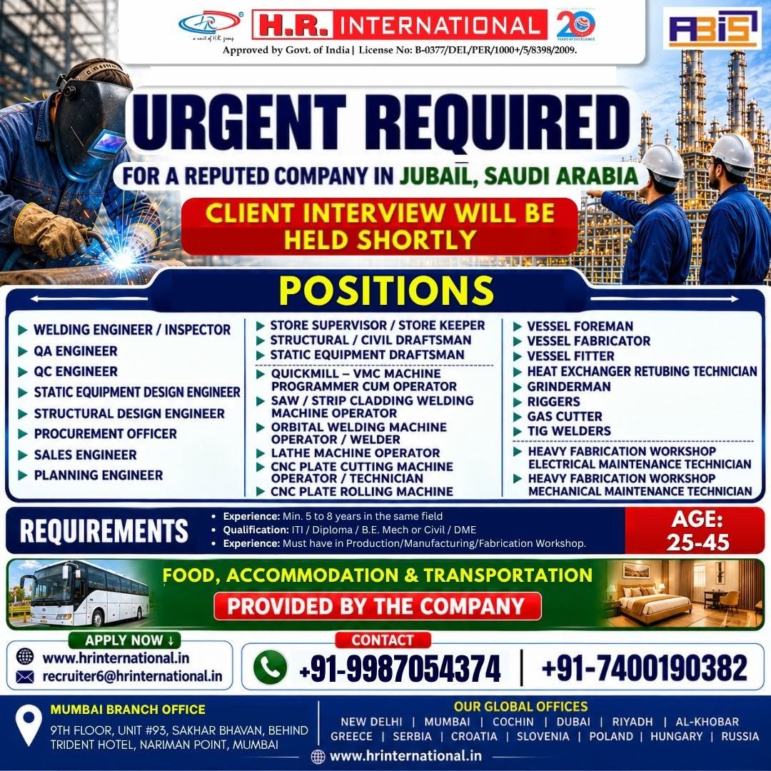 Saudi Arabia Jobs 2026: Urgent Hiring For ABIS