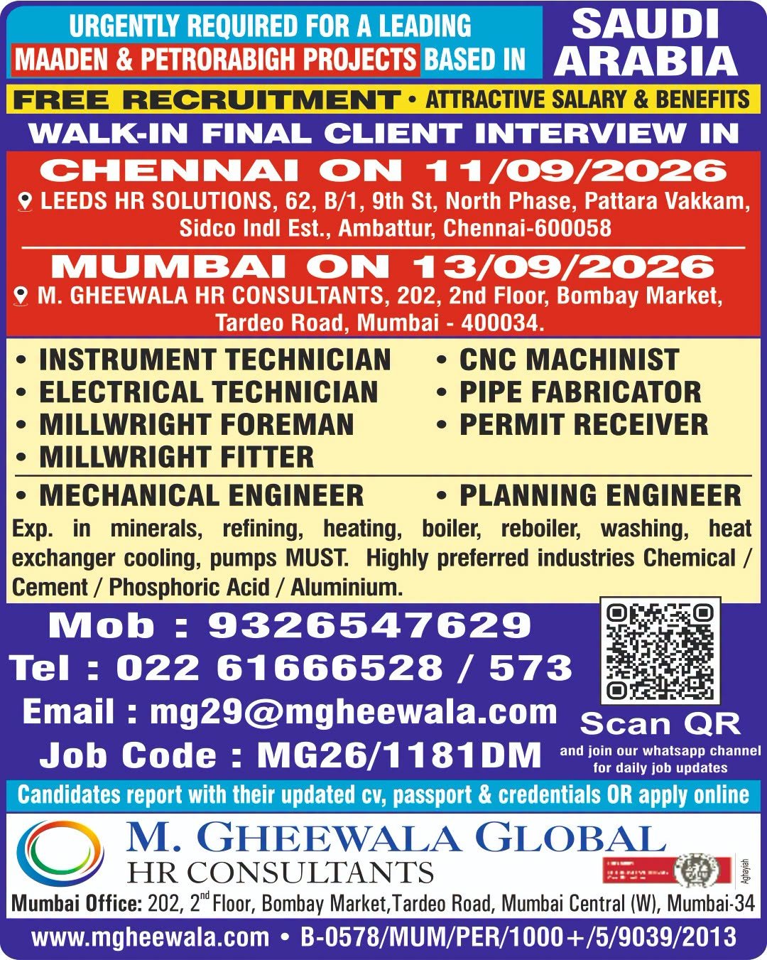 Saudi Arabia Jobs 2026: Urgent Vacancies for Maaden & PetroRabigh Projects