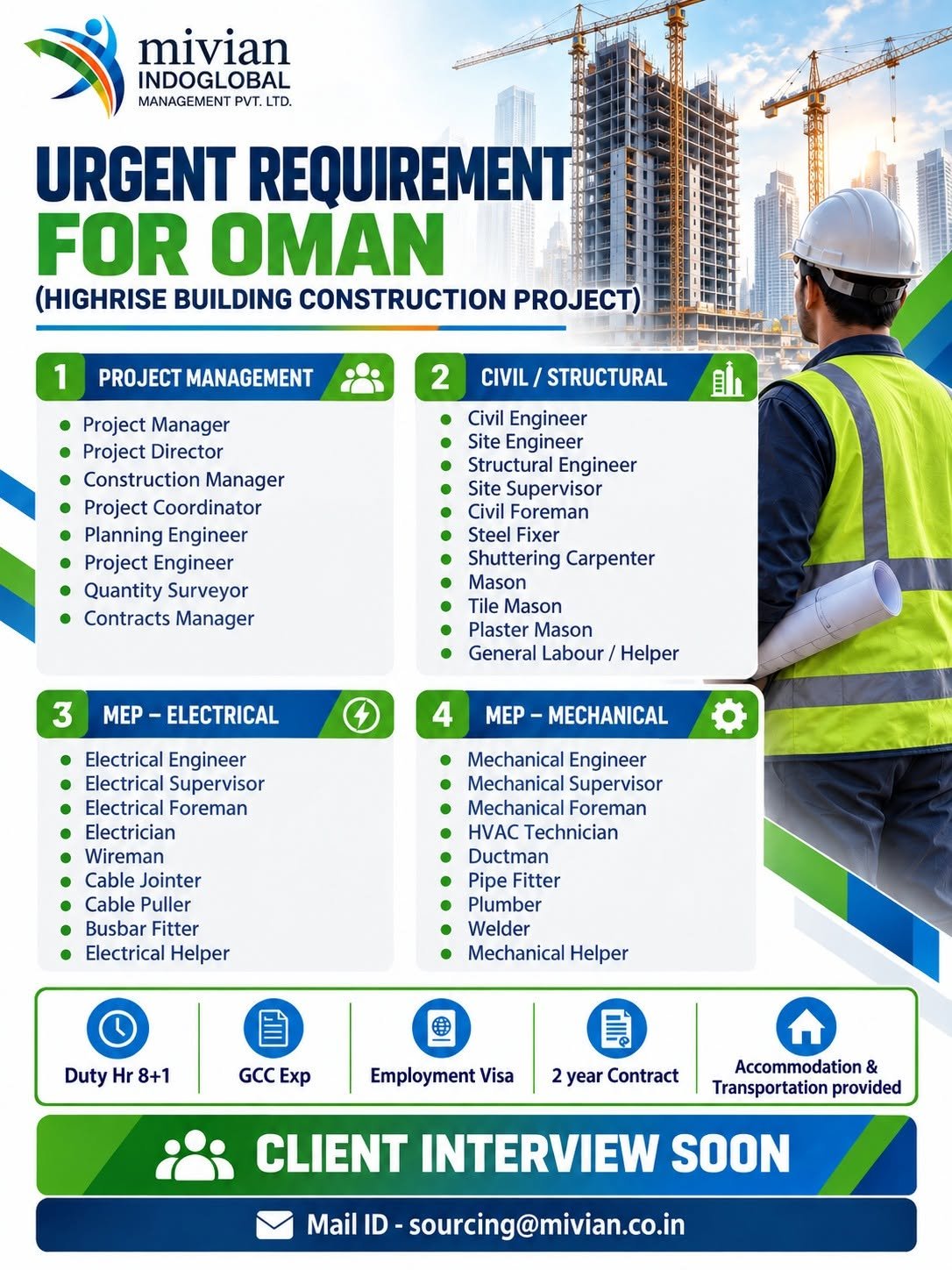 Oman Jobs 2026 – Urgent Recruitment for High-Rise Building Construction Project