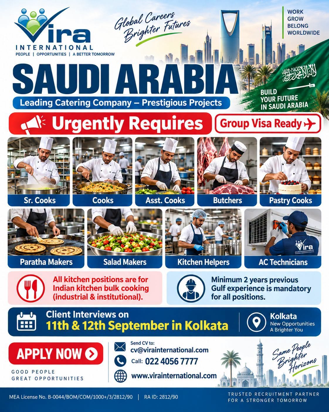 Urgent Requirement for Saudi Arabia Leading catering company