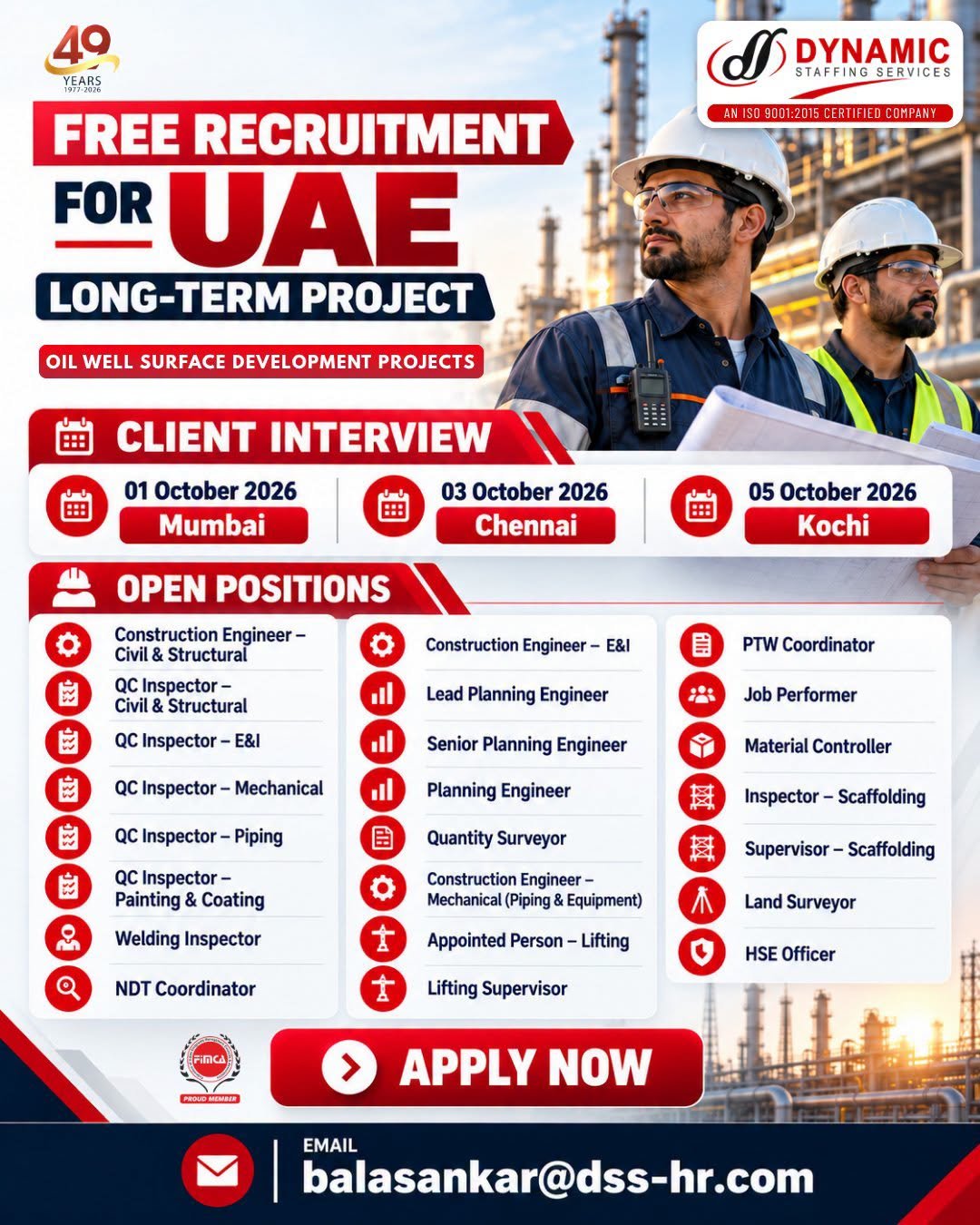 UAE Jobs 2026 – Long-Term Oil Well Surface Development Project Hiring