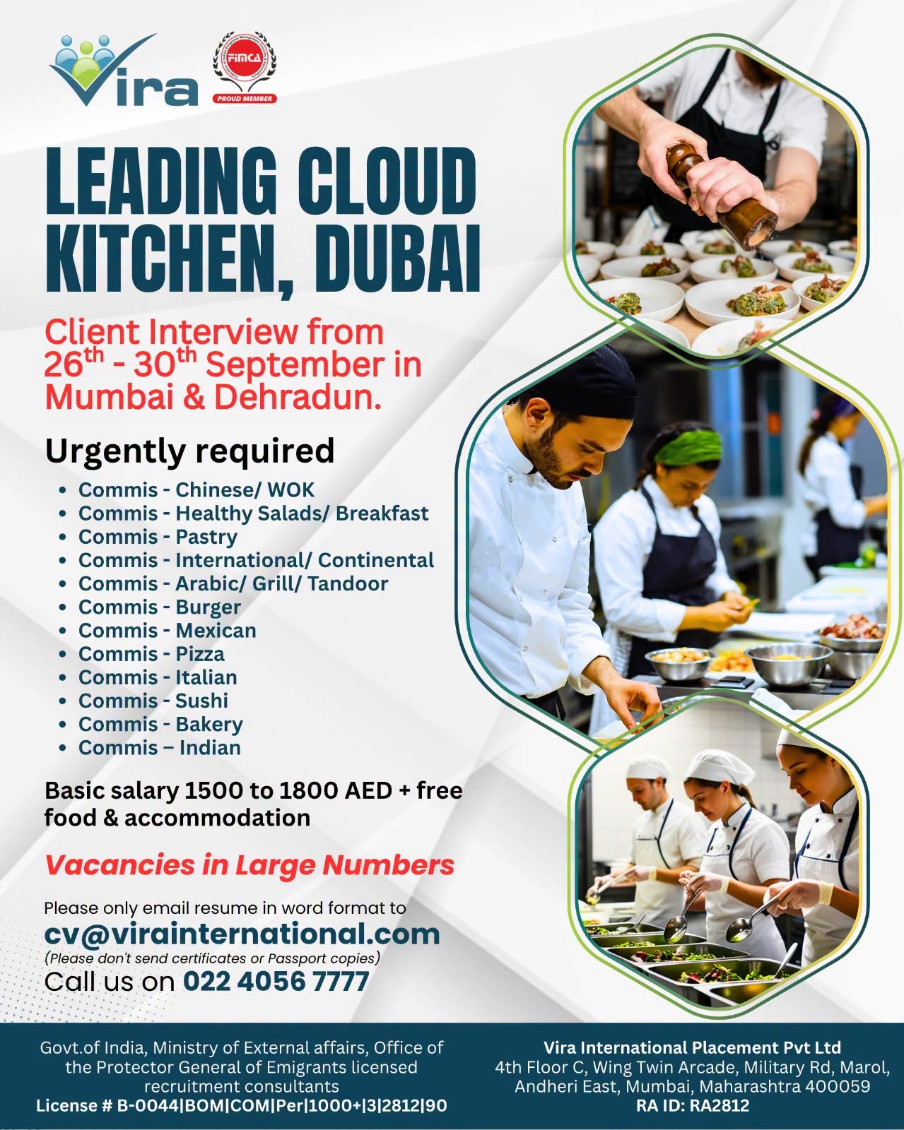 Hiring For A leading Cloud Kitchen in Dubai 