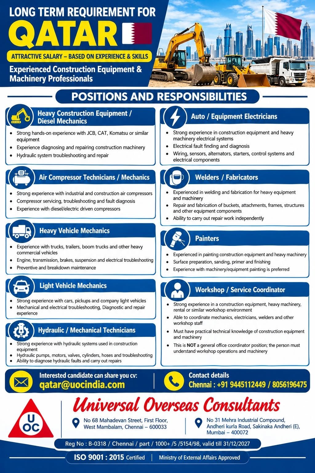 Qatar Jobs 2026: Long-Term Hiring for Construction Equipment and Machinery Professionals