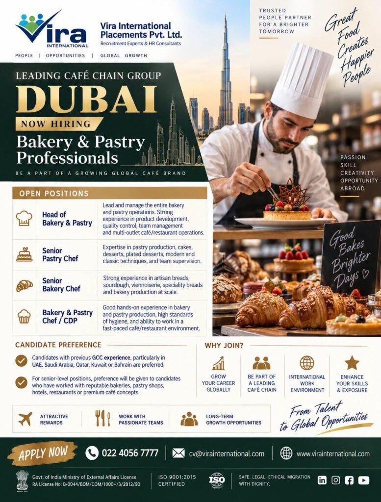 Dubai : hiring passionate Bakery & Pastry Professionals 