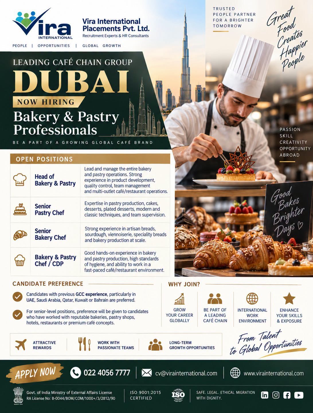 Dubai : hiring passionate Bakery & Pastry Professionals 
