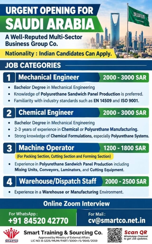 Saudi Arabia : Hiring For A Well-Reputed Multi-Sector Business Group Co.