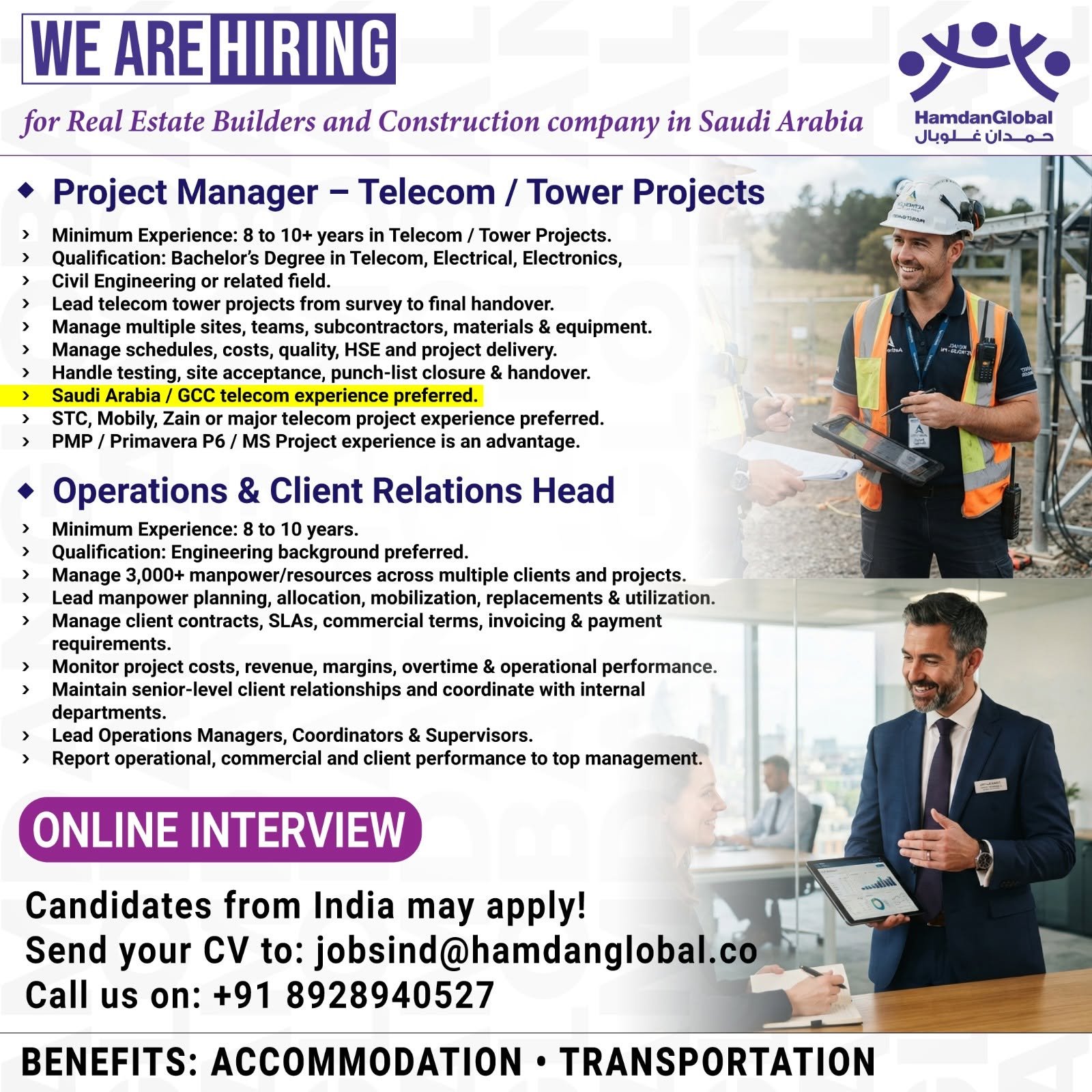 hiring for Real Estate Builders and Construction Company in Saudi Arabia