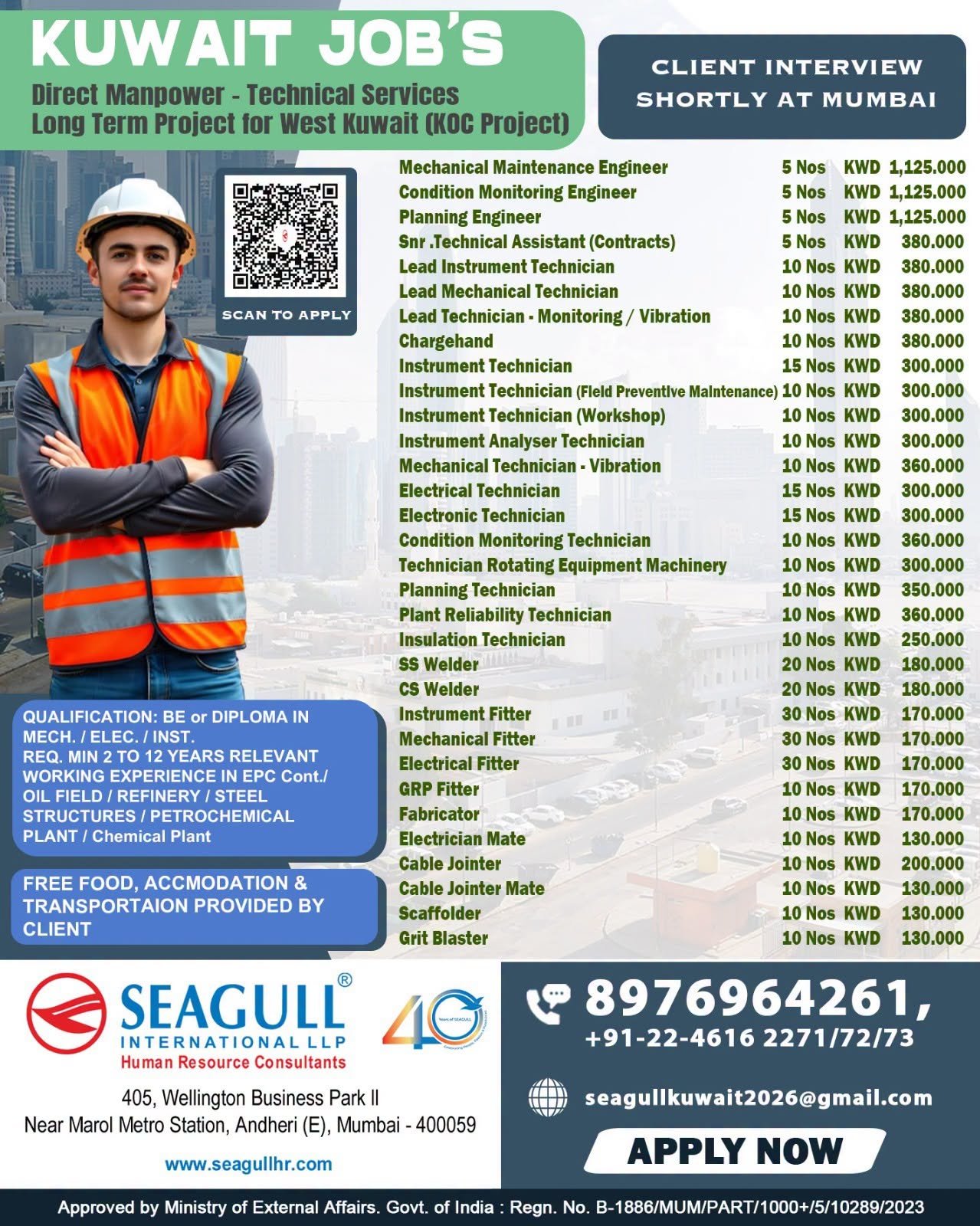 Kuwait Jobs 2026 – Hiring for long-term project in West Kuwait