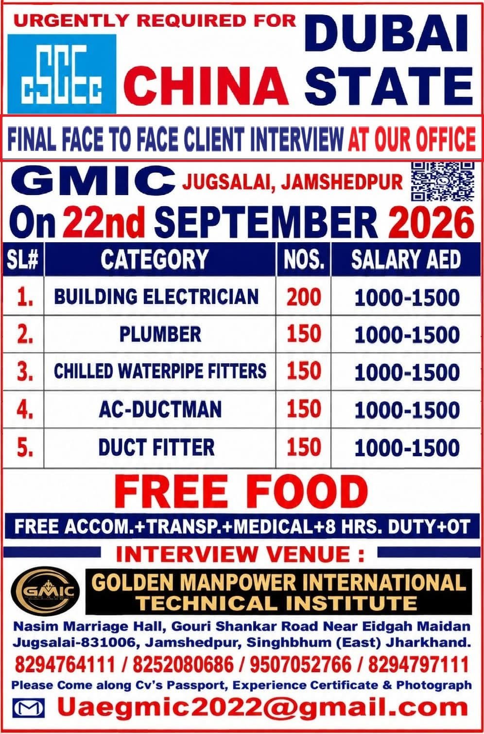 Dubai Jobs 2026 – China State Construction Recruitment | 800+ Vacancies