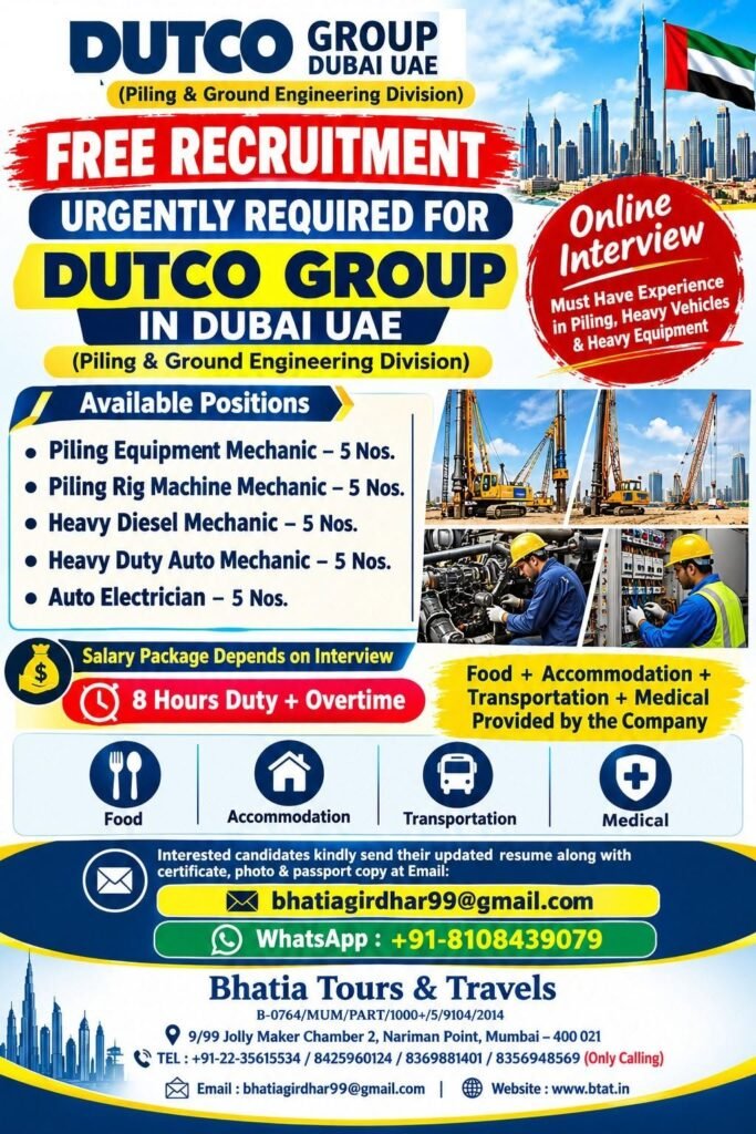 Dubai Jobs 2026 – Dutco Group Recruitment 