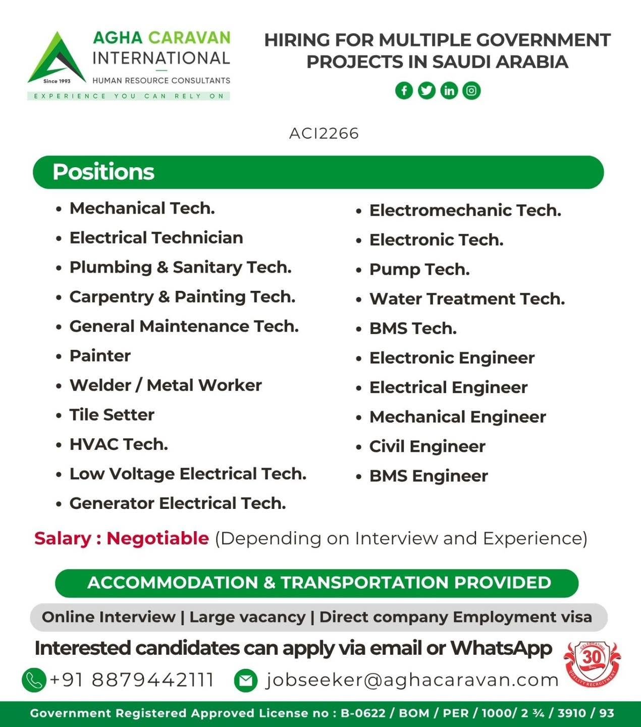 Saudi Arabia Jobs 2026 – Government Project Vacancies for Engineers & Technicians