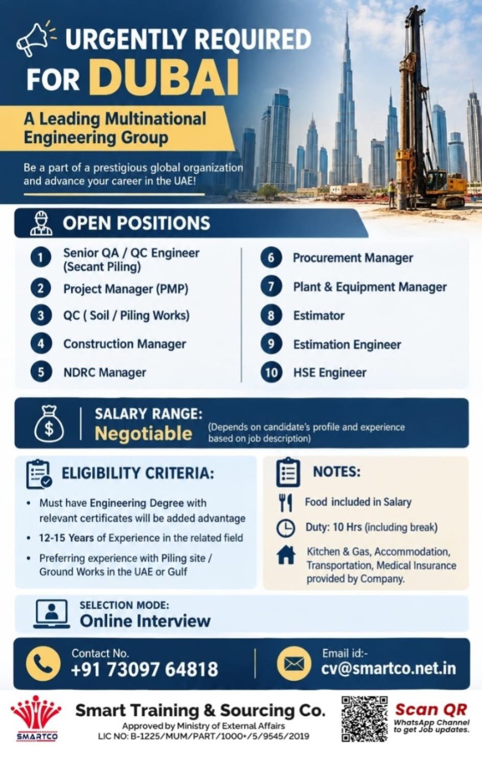 Dubai Jobs 2026 – Urgent Recruitment for Leading Multinational Engineering Group